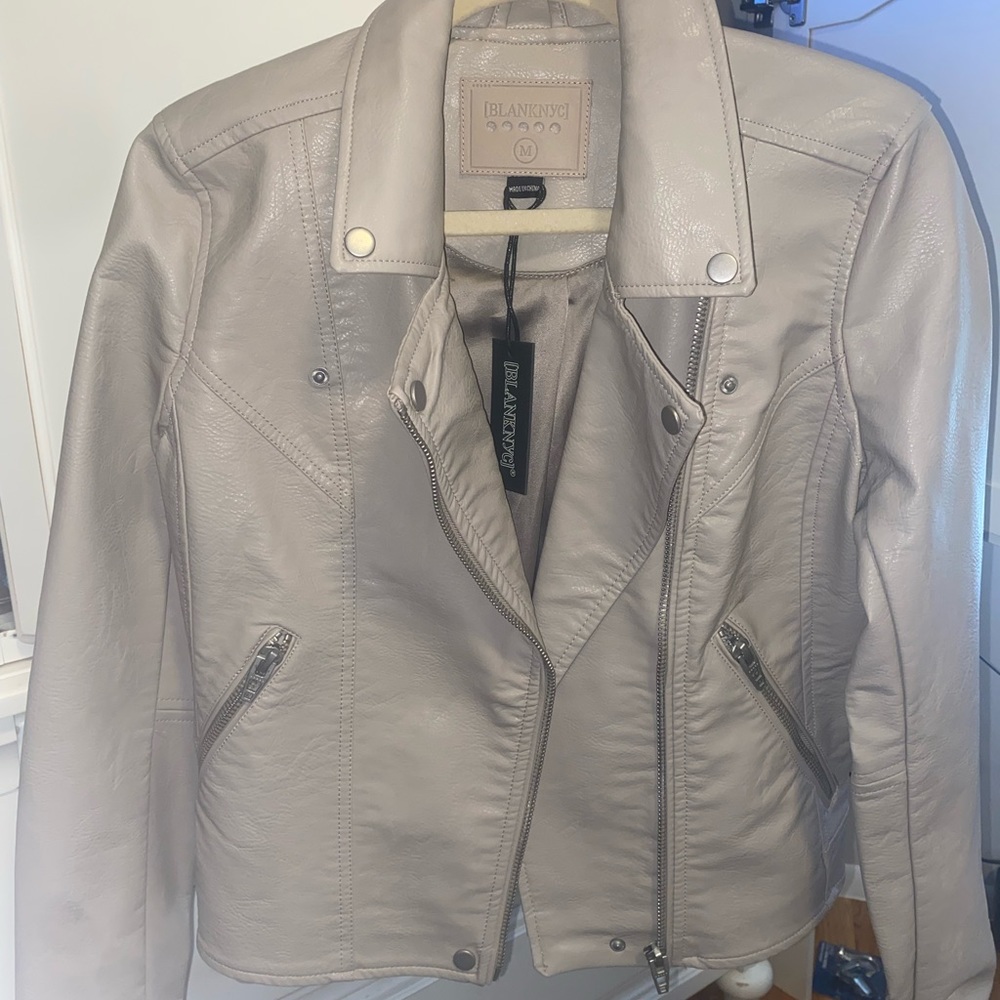 BlankNYC Leather Jacket in Bone